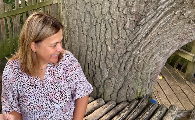 Me in a high tree house with my Grandsons!